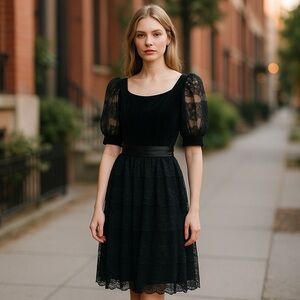 RICKI LANG For Nuit, Vintage Dress, Black/Lace size 6